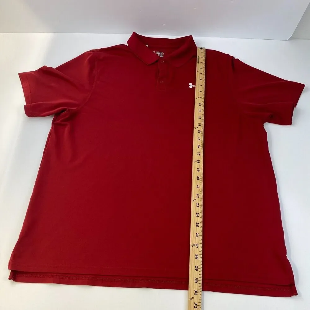 Under Armour Heatgear Loose Golf Polo Shirt Men's Size 2XL  Red Stretch Comfort - Picture 11 of 15